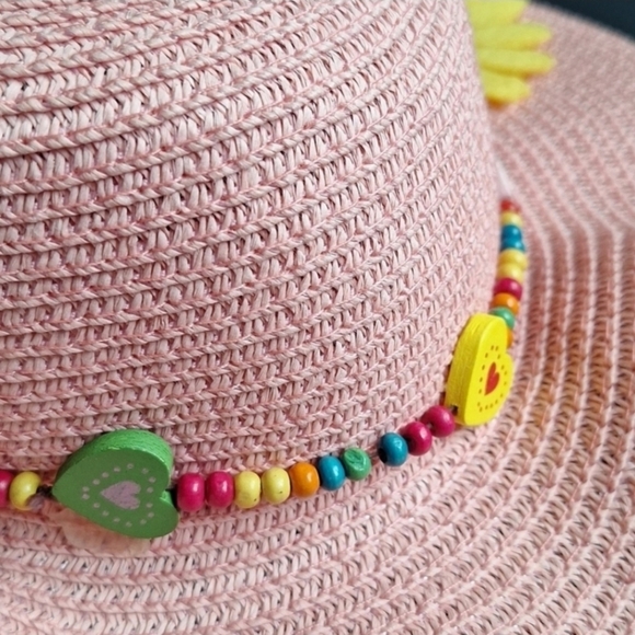 Pink Sun Hat with Sunflower Accent - Picture 3 of 7